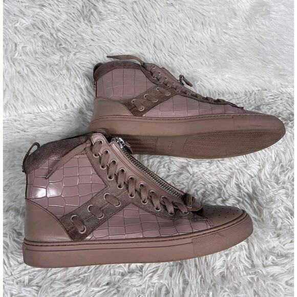 Bally Shoes Mens Size 9.5 Taupe Hekem Hightop Zip Croc Embossed HEKEM-ST-WS/008 - Picture 2 of 16